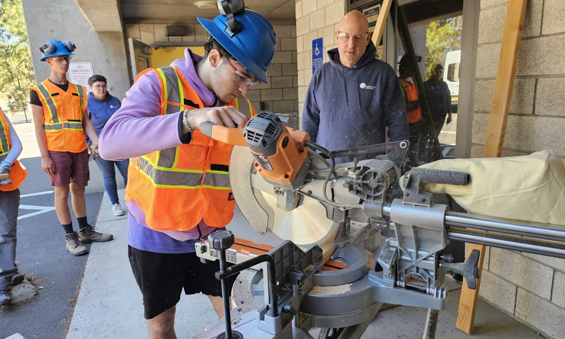 Boy working with machines